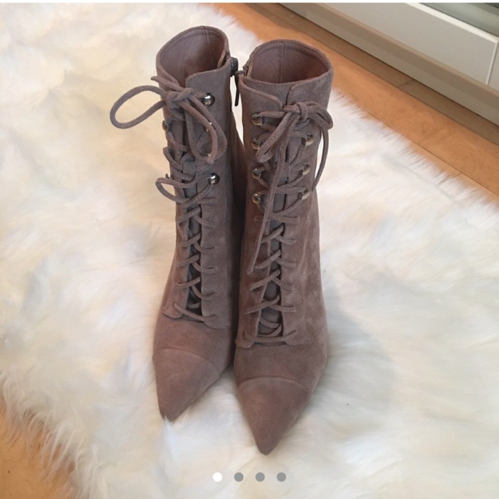 Beige suede Jeffrey Campbell booties